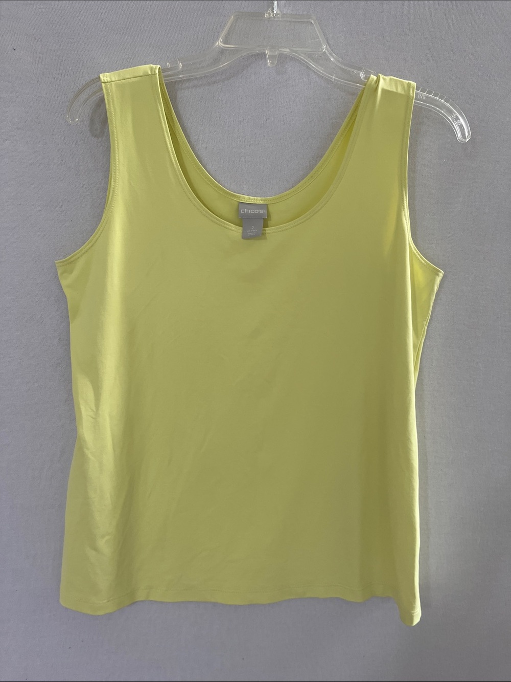 Chico's Microfiber Scoop Neck Tank Top Size 2 US L 12 Lime Green Layering Shell
